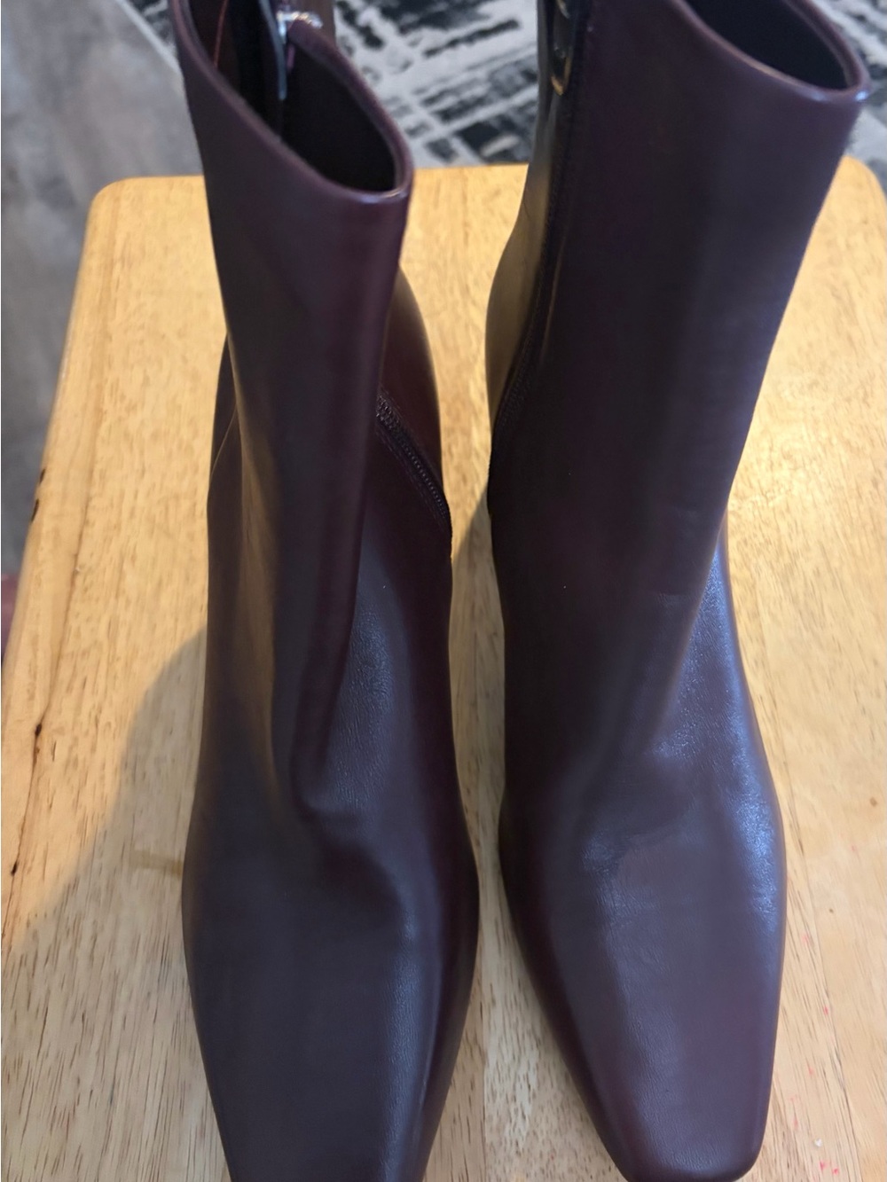 Marc Fisher Burgundy Square-Toe Ankle Booties